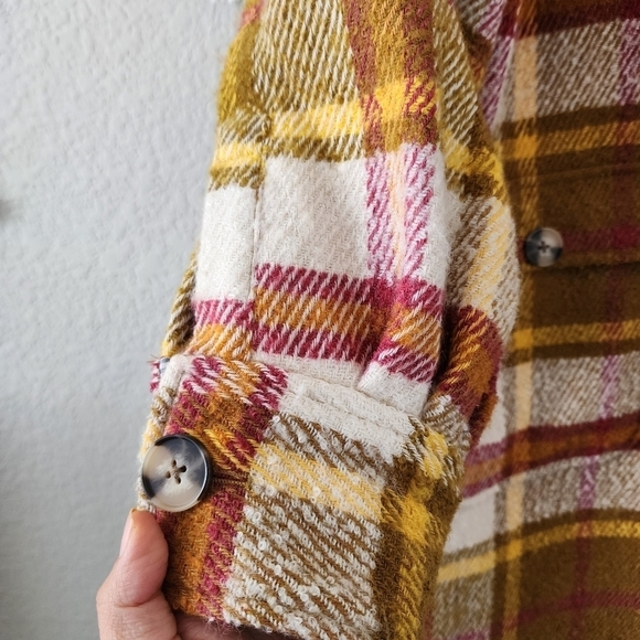 Sundance Doran Plaid Wool Button Down Longline Coat Blazer Minimalist Boho XS - Picture 13 of 14